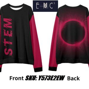 E=M/C2 Unisex Adult Black Hole Pink Casual Loose Pullover Sweatshirt